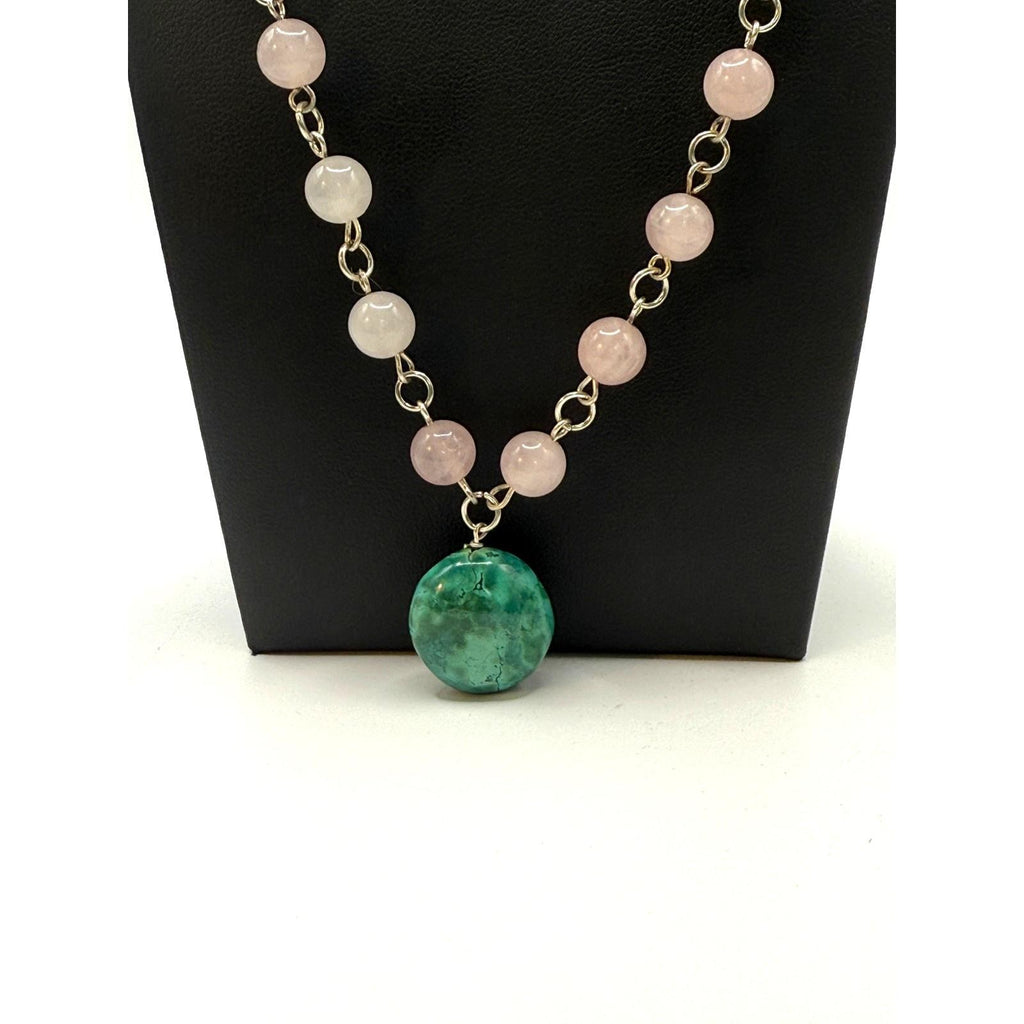 Native American Rose Quartz, Turquoise Necklace