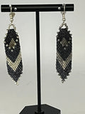 Vintage Two Tone Blue Silver Beaded Earrings