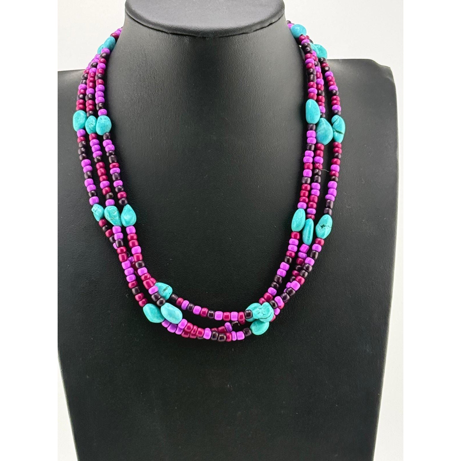 Navajo Mary W Roanhorse Turquoise and Glass Bead Choker Necklace