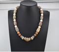 Navajo Handmade Carved Jade with Sea Coral, Jasper and Wood Bead 18" Necklace