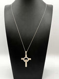 Vintage 925 Sterling Silver Signed Peter Stone Cross Pendant Necklace