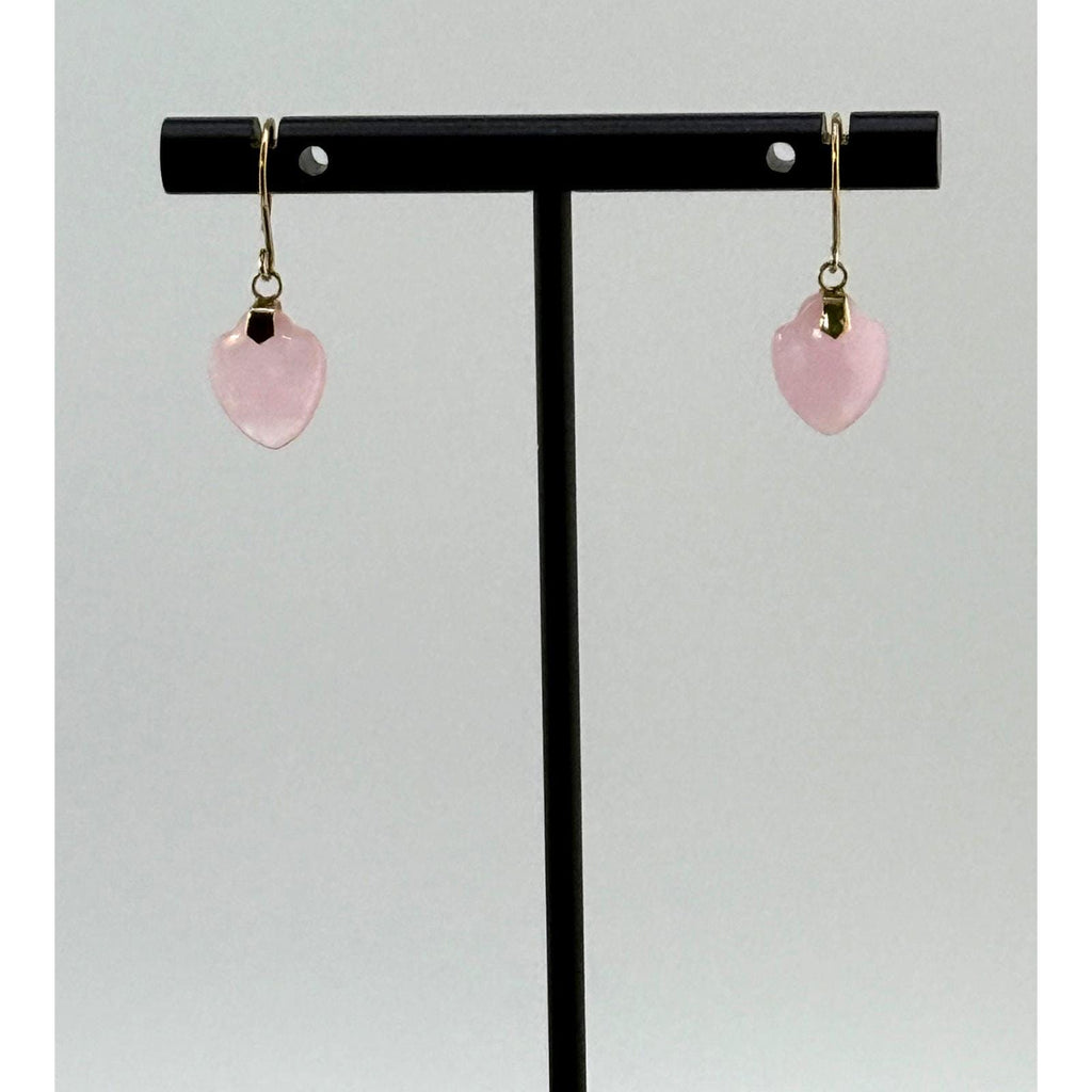 Vintage Pink Jade Dangle 10K Earrings