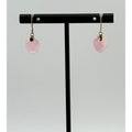 Vintage Pink Jade Dangle 10K Earrings