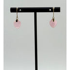 Vintage Pink Jade Dangle 10K Earrings
