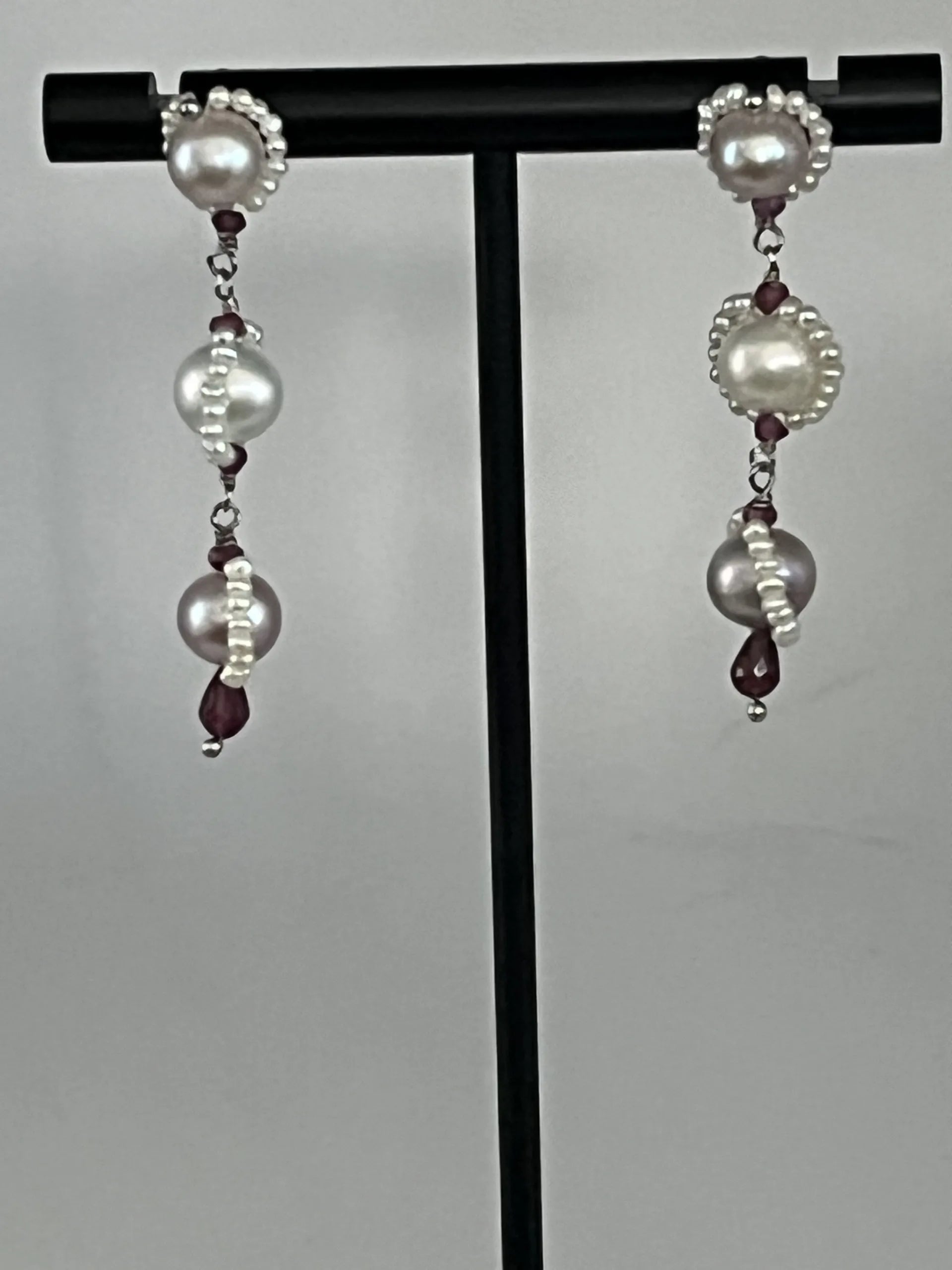 Nadine Leo Mississippi River Pearl Co Sterling Silver Pearl Earrings