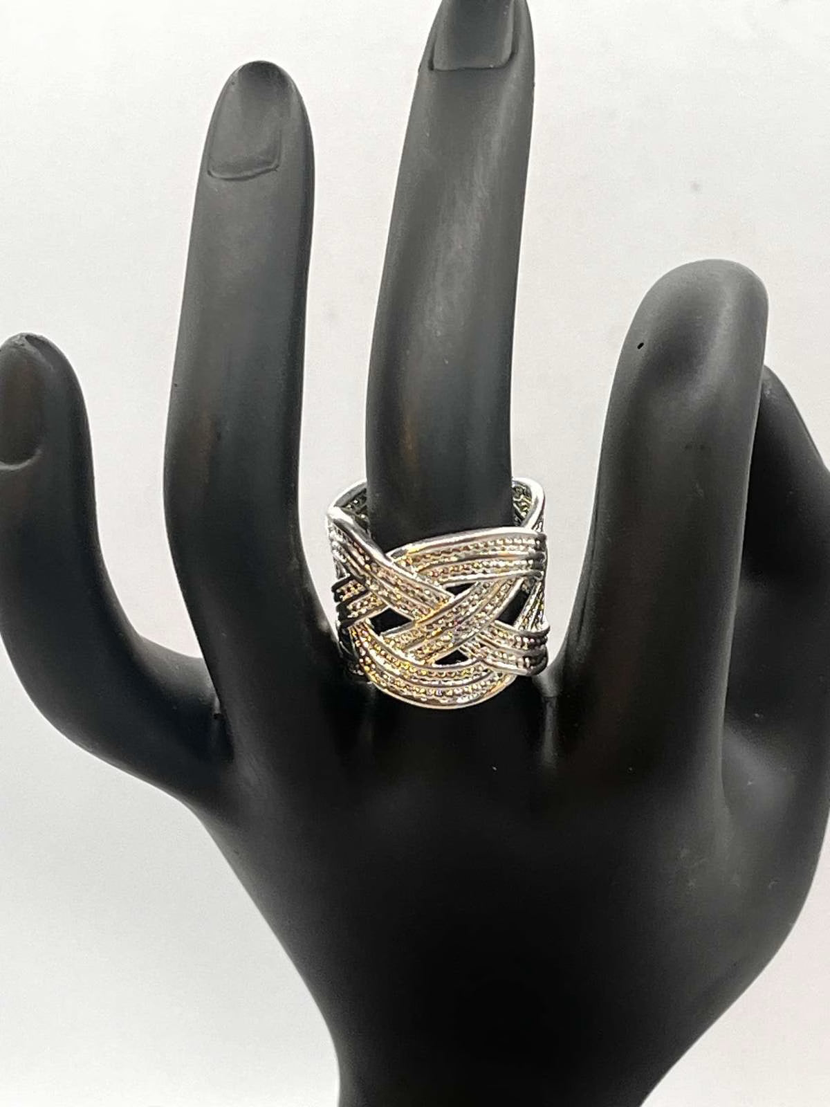 Vintage 925 Sterling Silver Weave Size 7.75 Ring