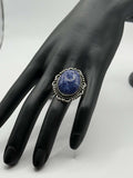 German Silver Lapis Lazuli Statement Ring, Size 8