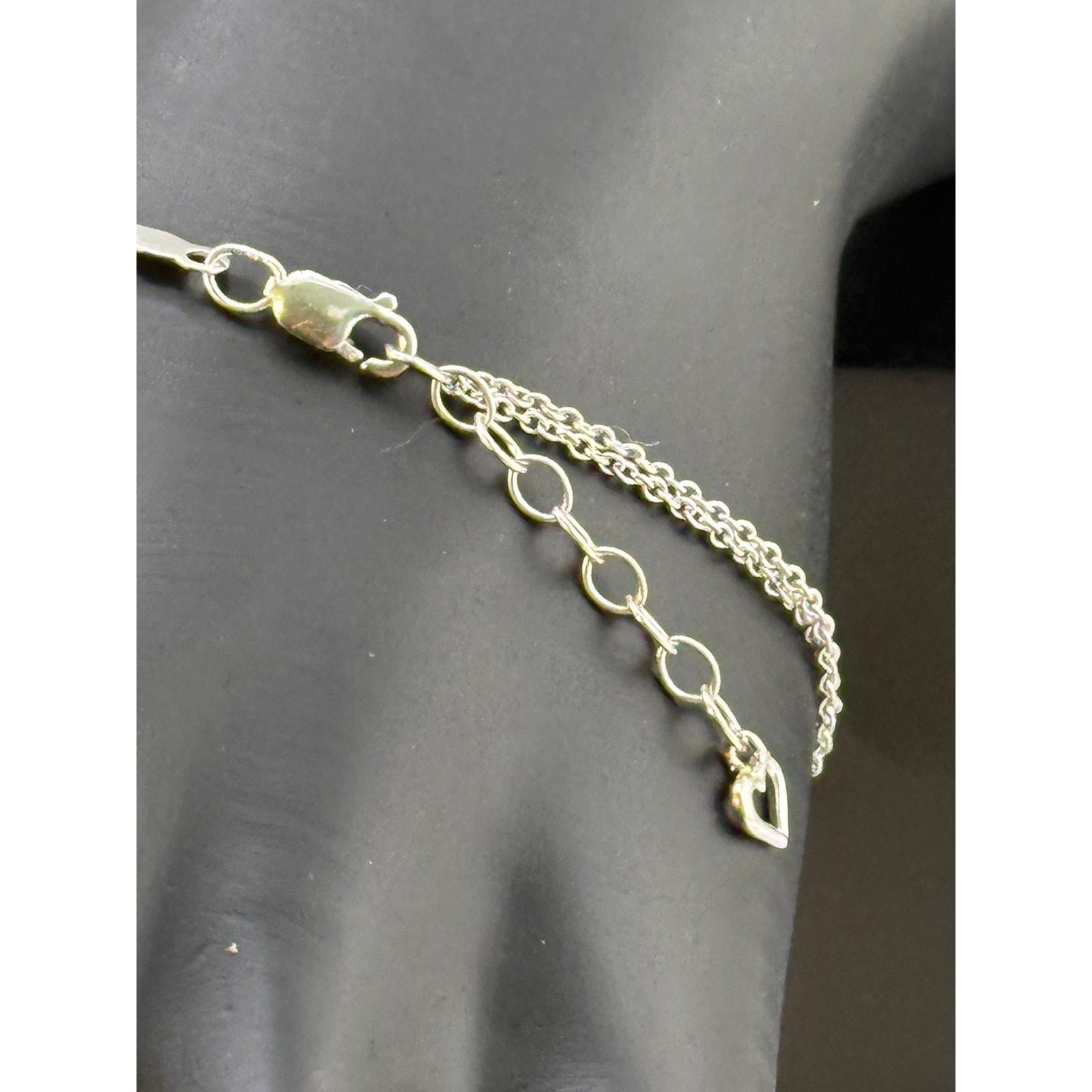 Sterling Silver Double Chain Cross Bracelet Signed