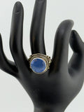 925 Sterling Silver Blue Glass Ring Size 8.75