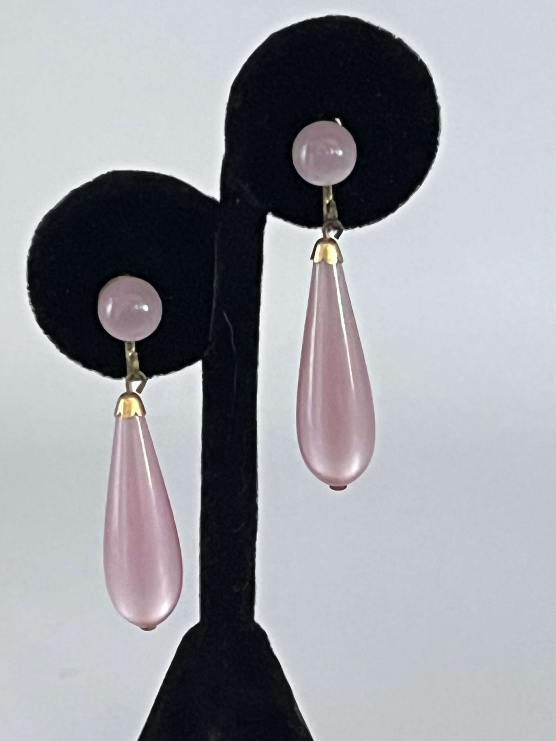 Vintage Pink Thermoset Dangle Earrings