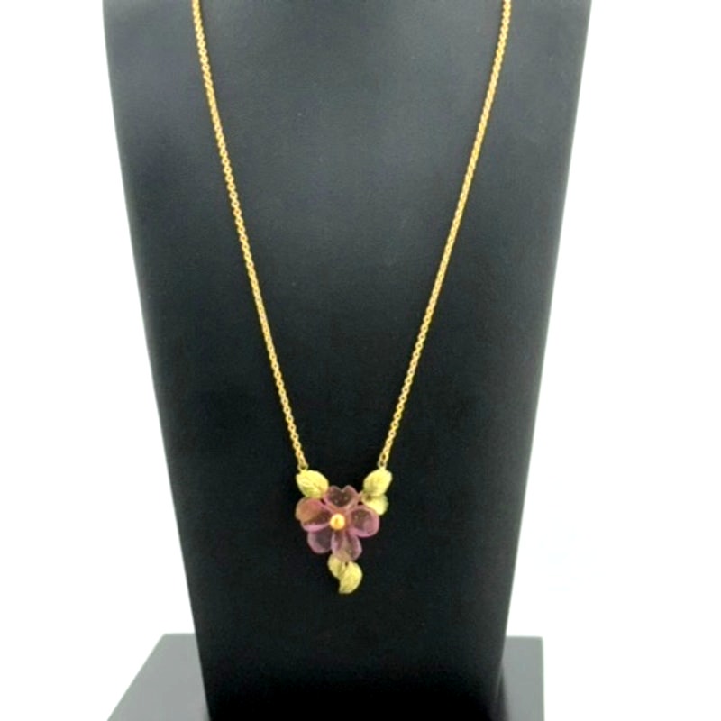 Michael Michaud Pink Impatiens Pendant Necklace