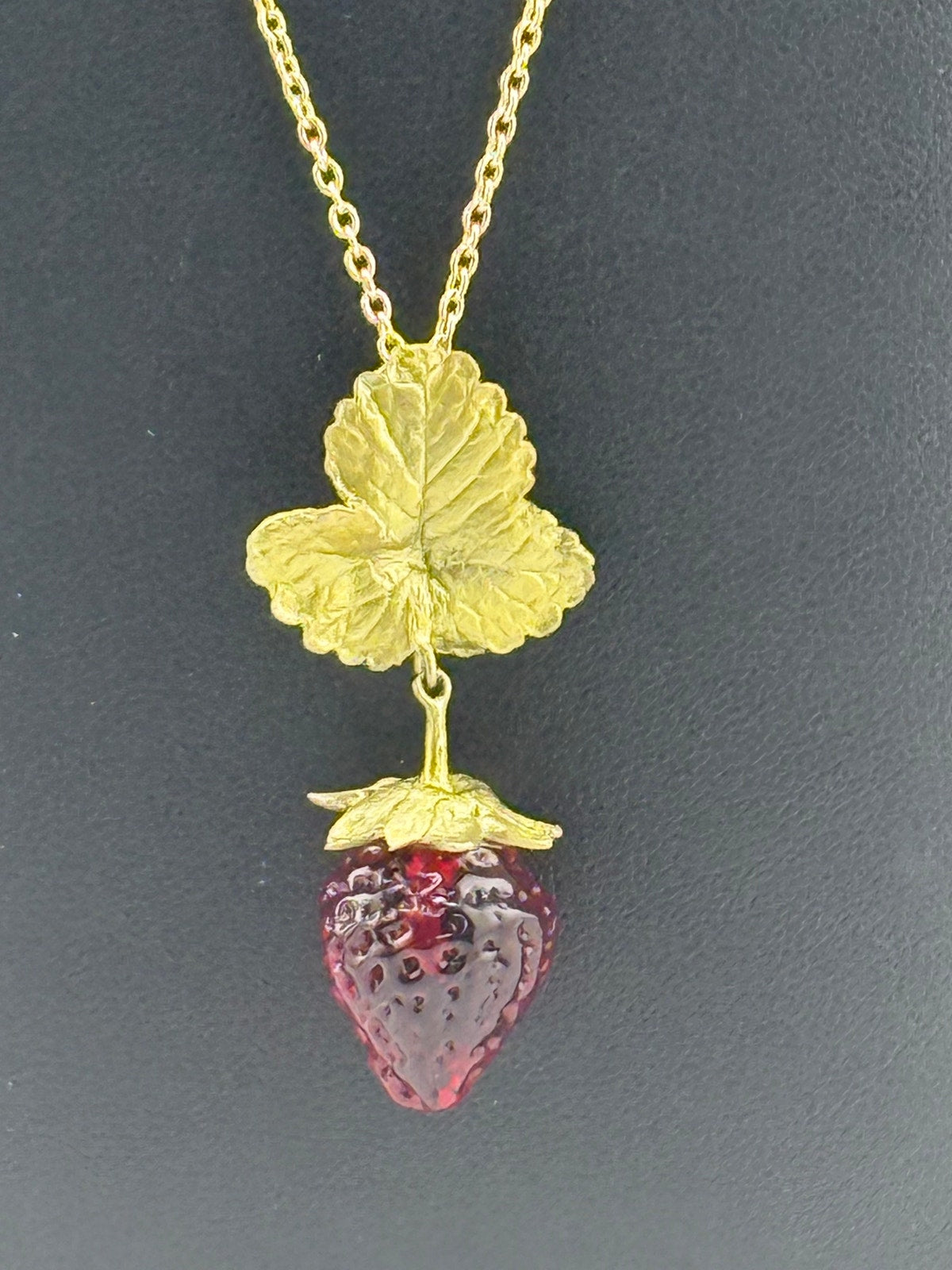 Michael Michaud Large Strawberry Flower Drop Necklace