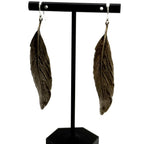 Michael Michaud Long Silver Leaf Wire Earrings