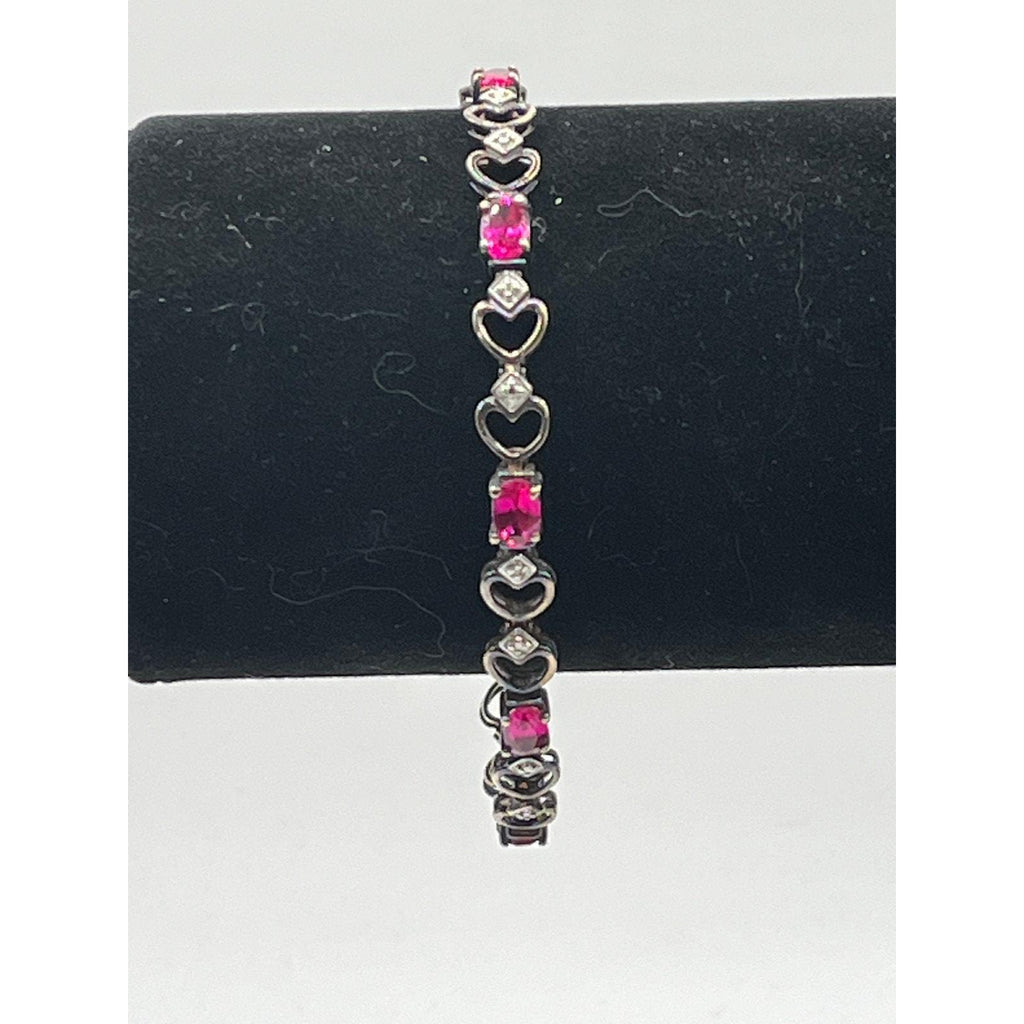 Vintage 925 Sterling Silver Ross Simons Ruby Bracelet
