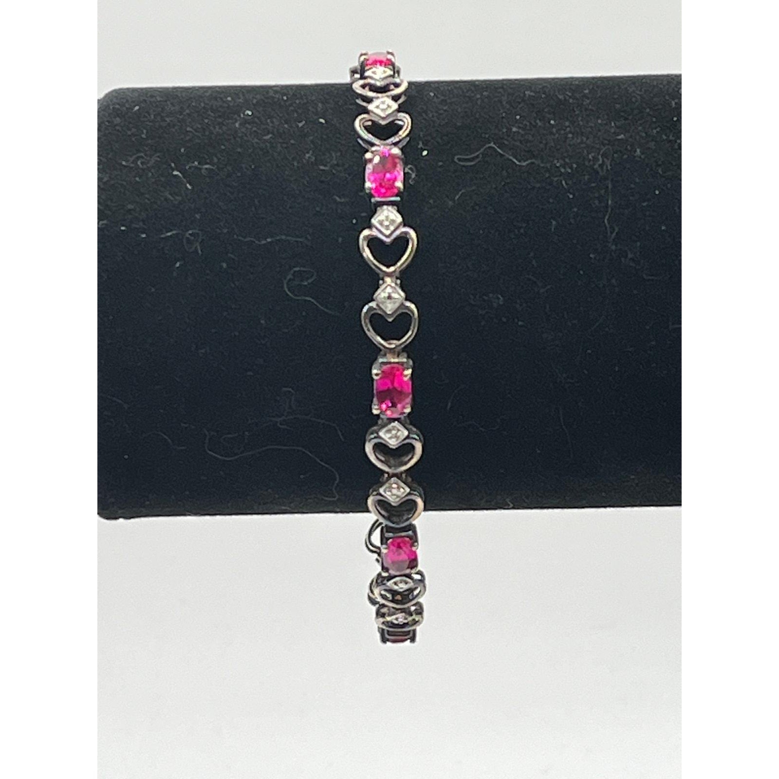 Vintage 925 Sterling Silver Ross Simons Ruby Bracelet