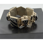 Vintage 925 Sterling Silver Mexico Taxco Warrior Onyx Bracelet
