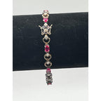 Vintage 925 Sterling Silver Ross Simons Ruby Bracelet