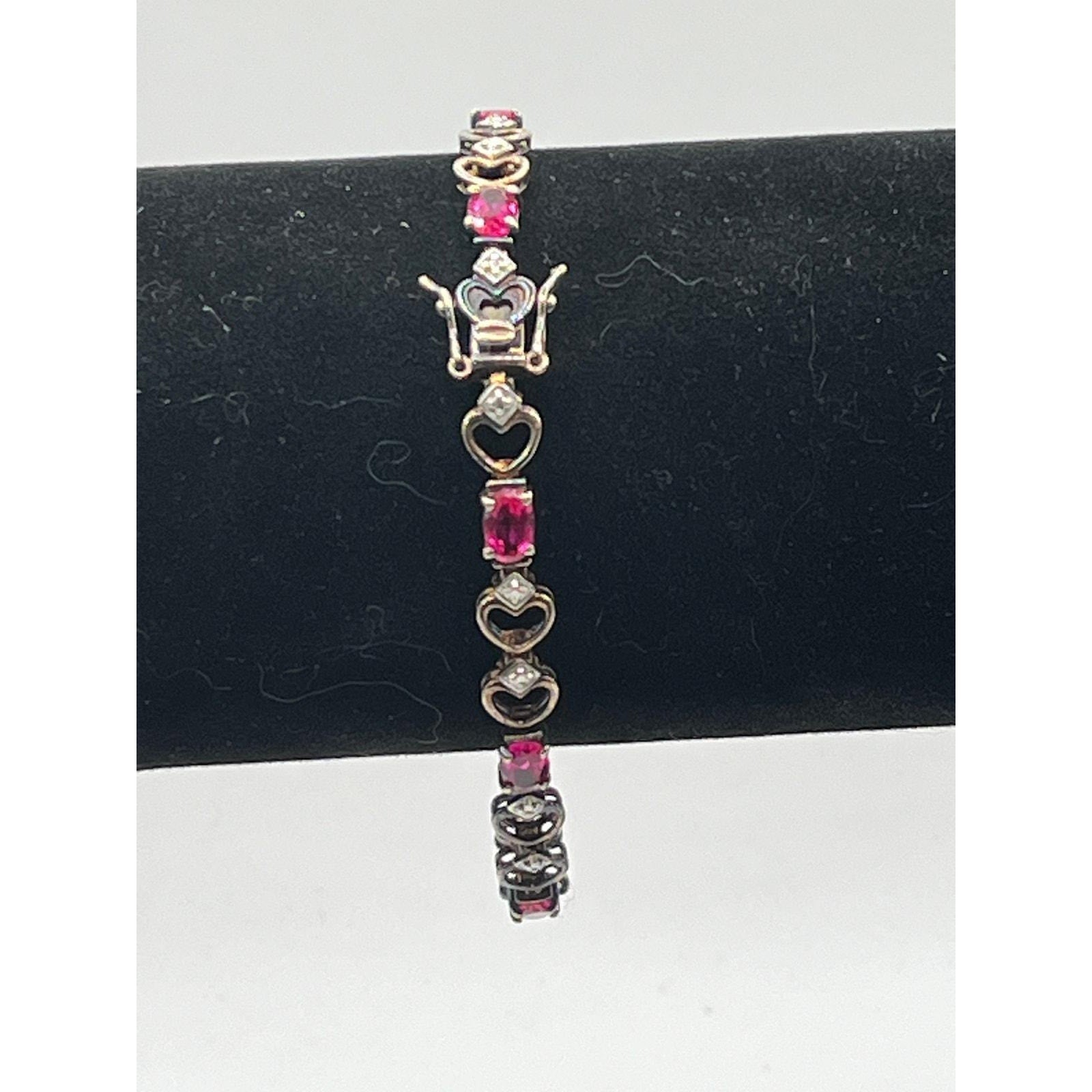 Vintage 925 Sterling Silver Ross Simons Ruby Bracelet