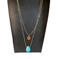 Turquoise Tear Drop Layered Gold-Tone Necklace