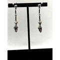 Vintage 925 Sterling Silver Amethyst CZ Dangle Earrings