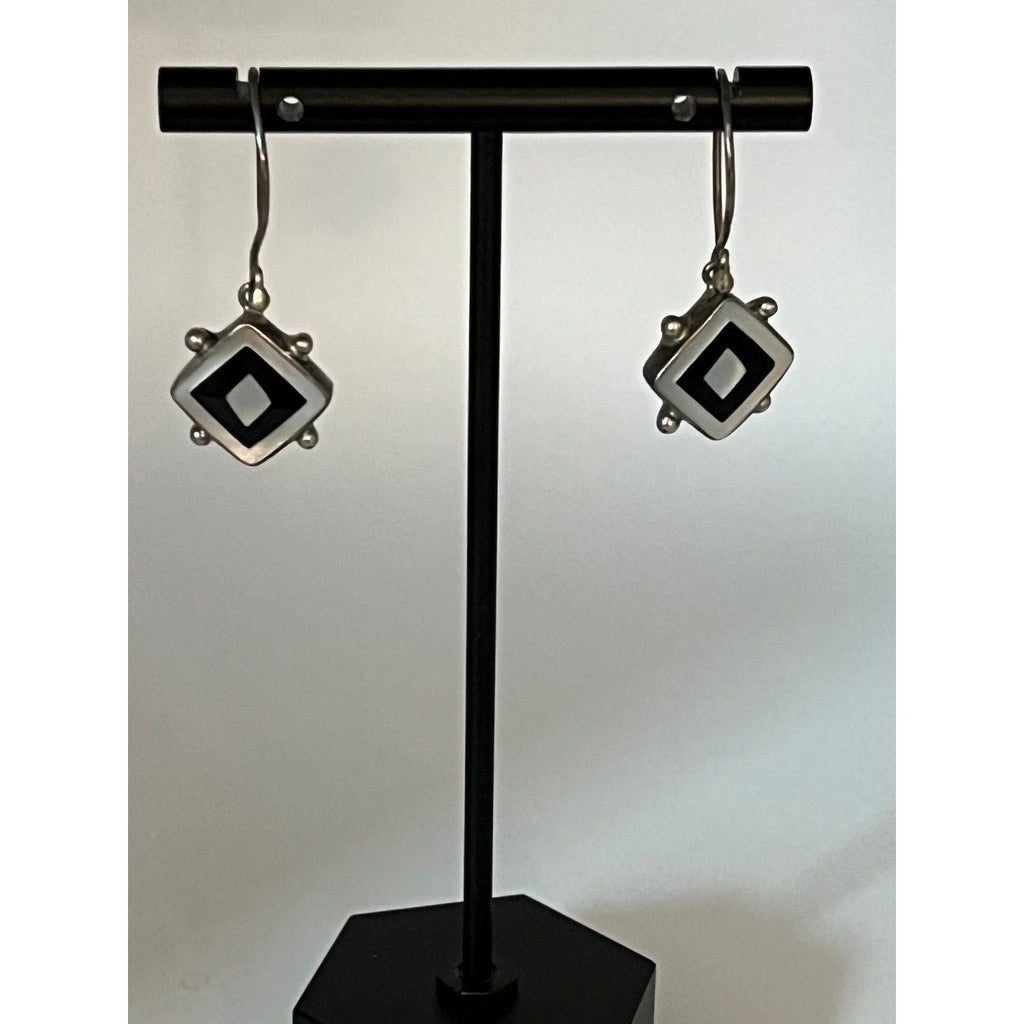 Rare Aceloni Vintage sterling mother of pearl, black onyx inlay signed