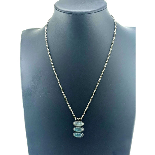 Jane Diaz Crescent Moons with Rainbow Moonstone Cabochon Necklace
