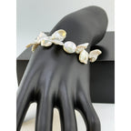 Vintage 925 Sterling Silver Baroque Freshwater Pearl Bracelet