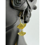 Michael Michaud Ginkgo Double Drop Wire Earrings