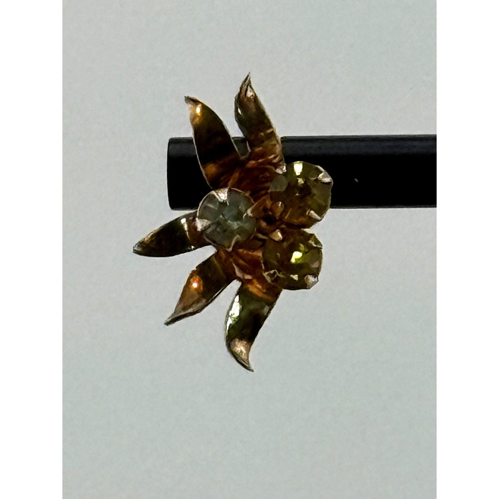 Vintage 925 Sterling Gold Plated Glass Stones Earrings