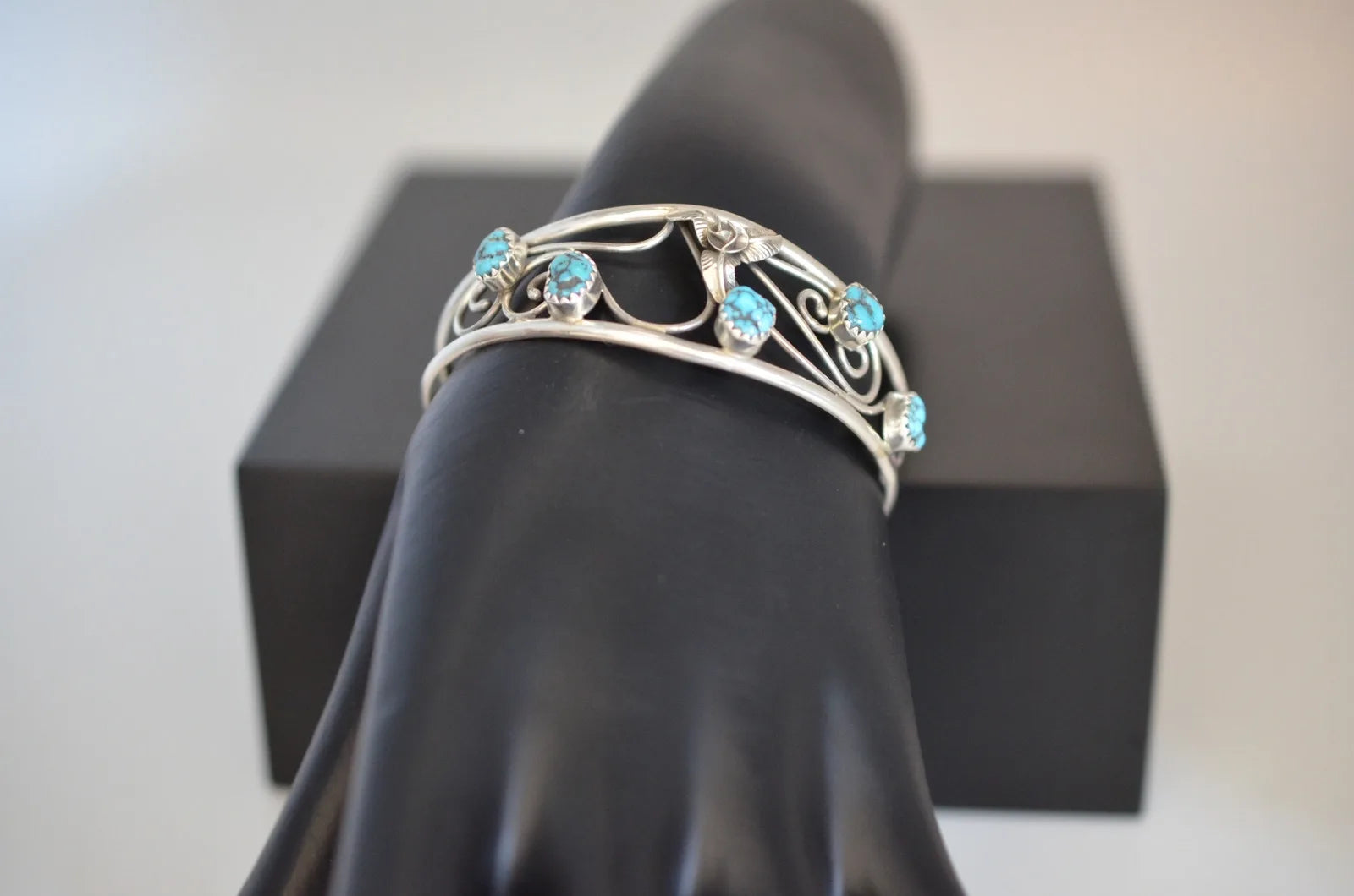 Jerry Cowboy Navajo Sterling Silver Turquoise Cuff Bracelet