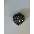 Oxidized sterling silver marcasite heart shape locket