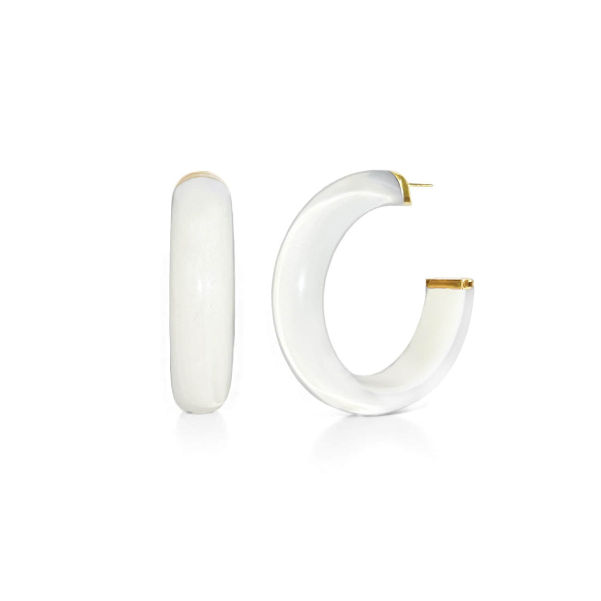 Gold & Honey Small Illusion Lucite Hoop Earrings in Neutrals