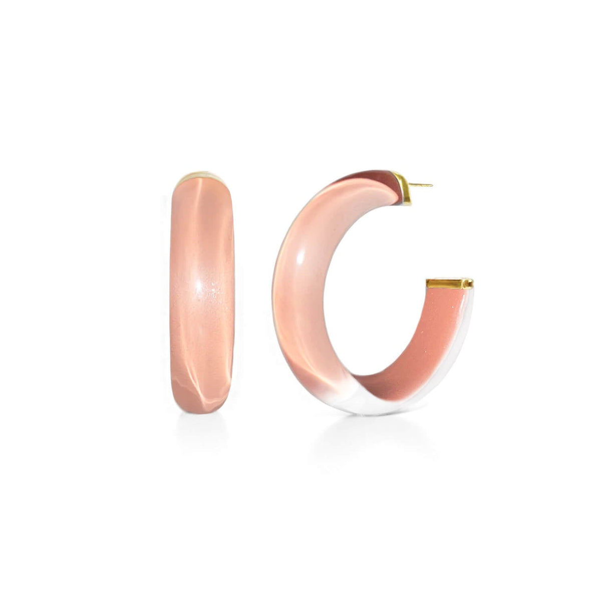 Gold & Honey Small Illusion Lucite Hoop Earrings in Neutrals