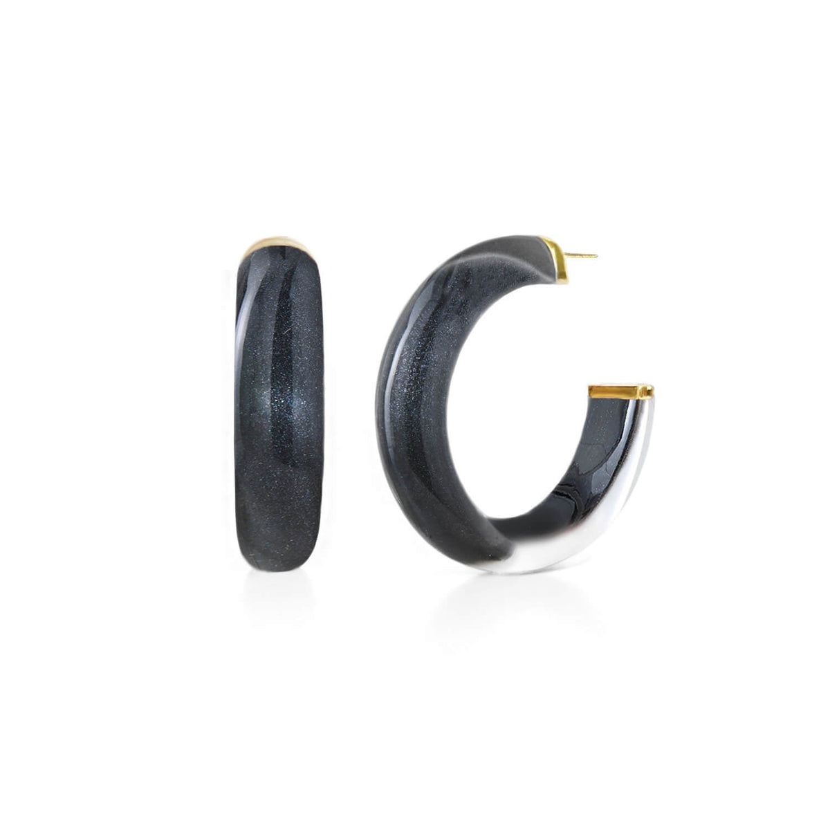 Gold & Honey Small Illusion Lucite Hoop Earrings in Neutrals