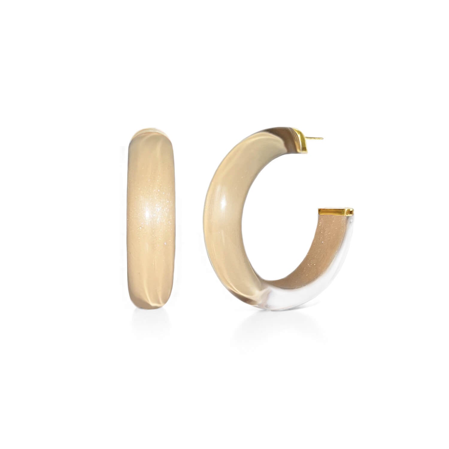 Gold & Honey Small Illusion Lucite Hoop Earrings in Neutrals
