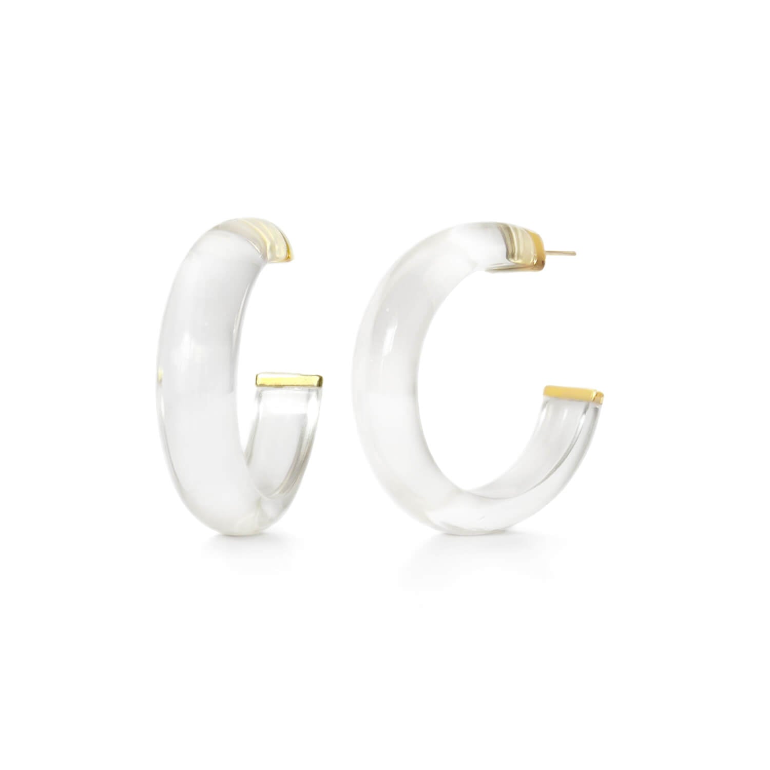 Gold & Honey Small Illusion Lucite Hoop Earrings in Neutrals