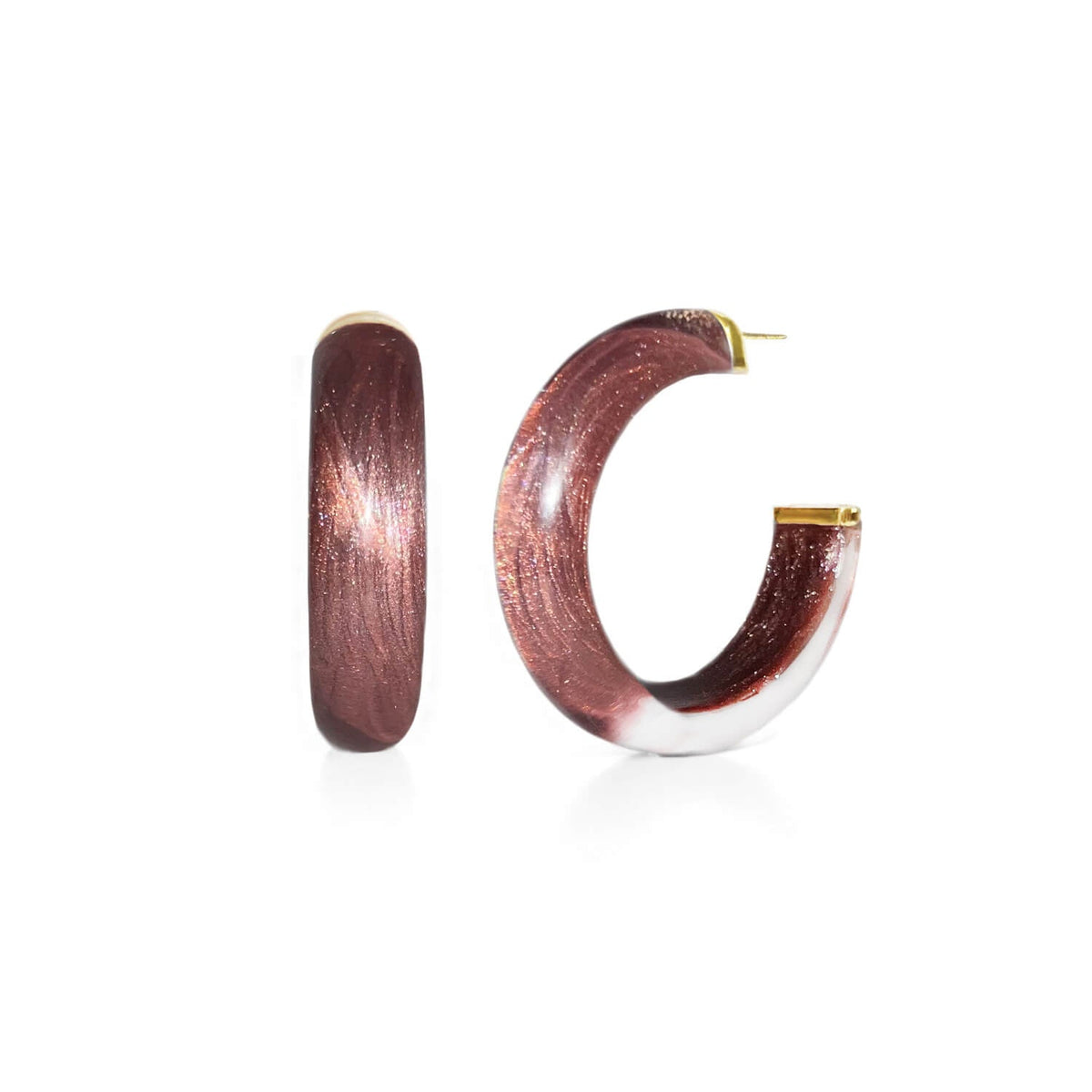 Gold & Honey Small Illusion Lucite Hoop Earrings in Neutrals