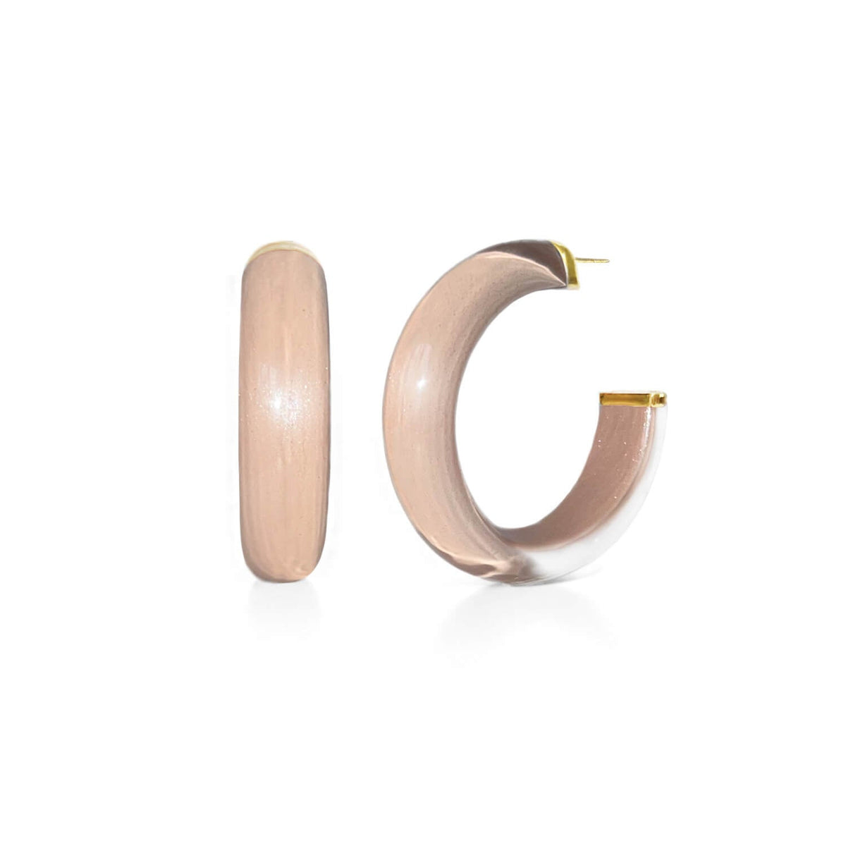 Gold & Honey Small Illusion Lucite Hoop Earrings in Neutrals