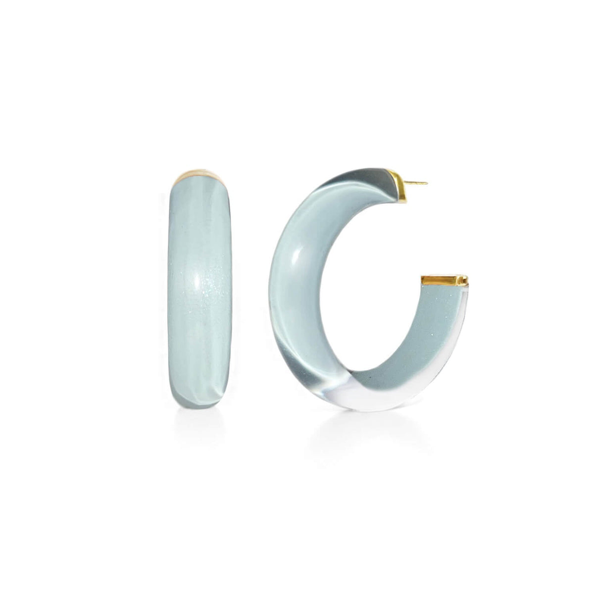 Gold & Honey Small Illusion Lucite Hoop Earrings in Neutrals