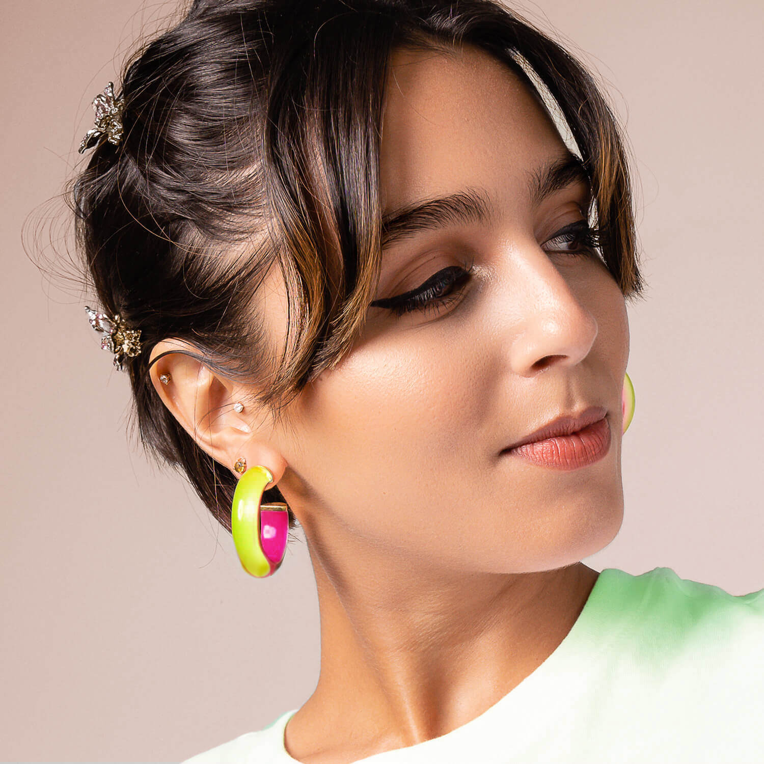 Gold & Honey Small Illusion Inside Out Lucite Hoop Earrings