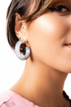 Gold & Honey Small Illusion Lucite Hoop Earrings in Neutrals