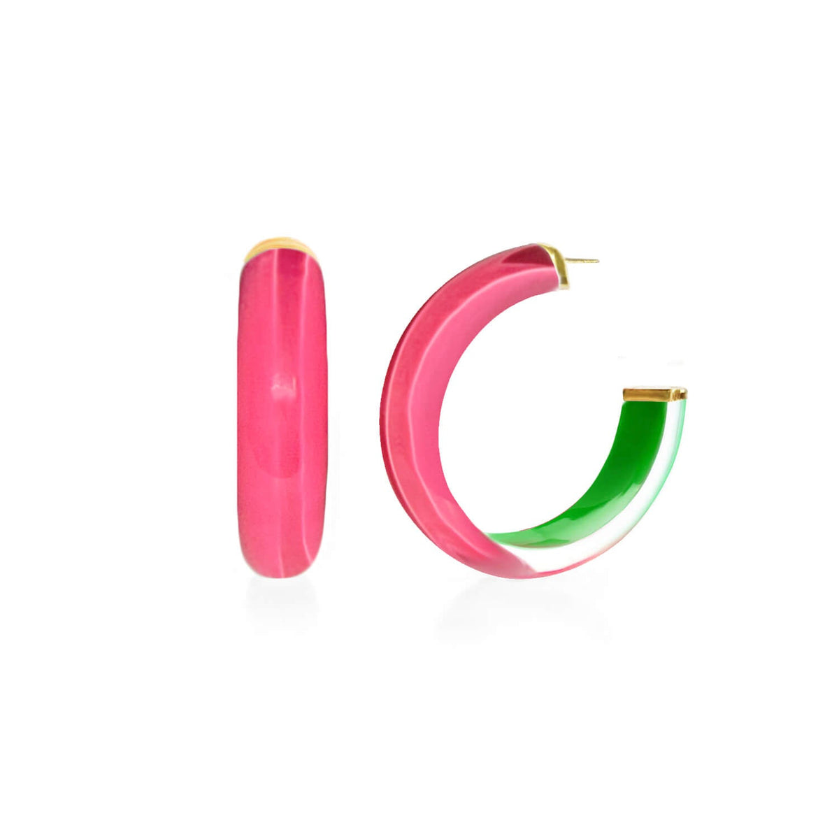 Gold & Honey Small Illusion Inside Out Lucite Hoop Earrings