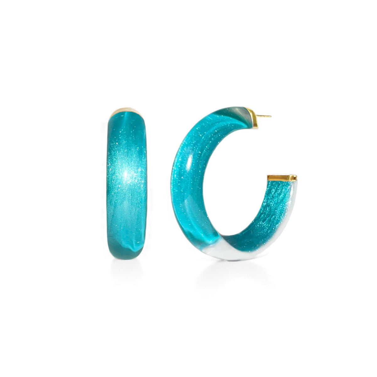 Gold & Honey Small Illusion Lucite Hoop Earrings