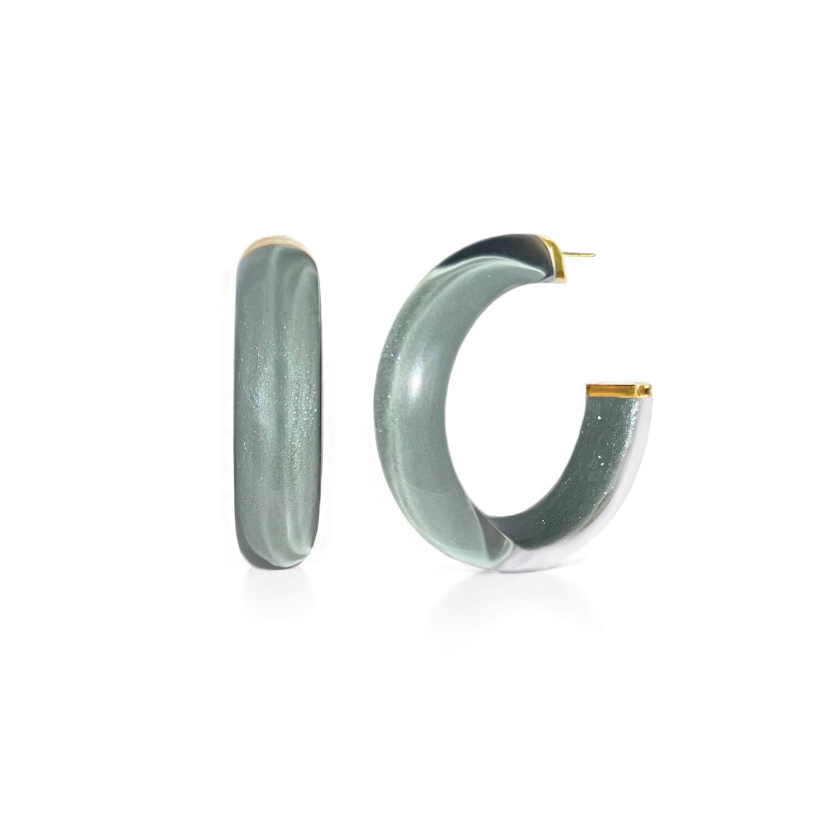 Gold & Honey Small Illusion Lucite Hoop Earrings