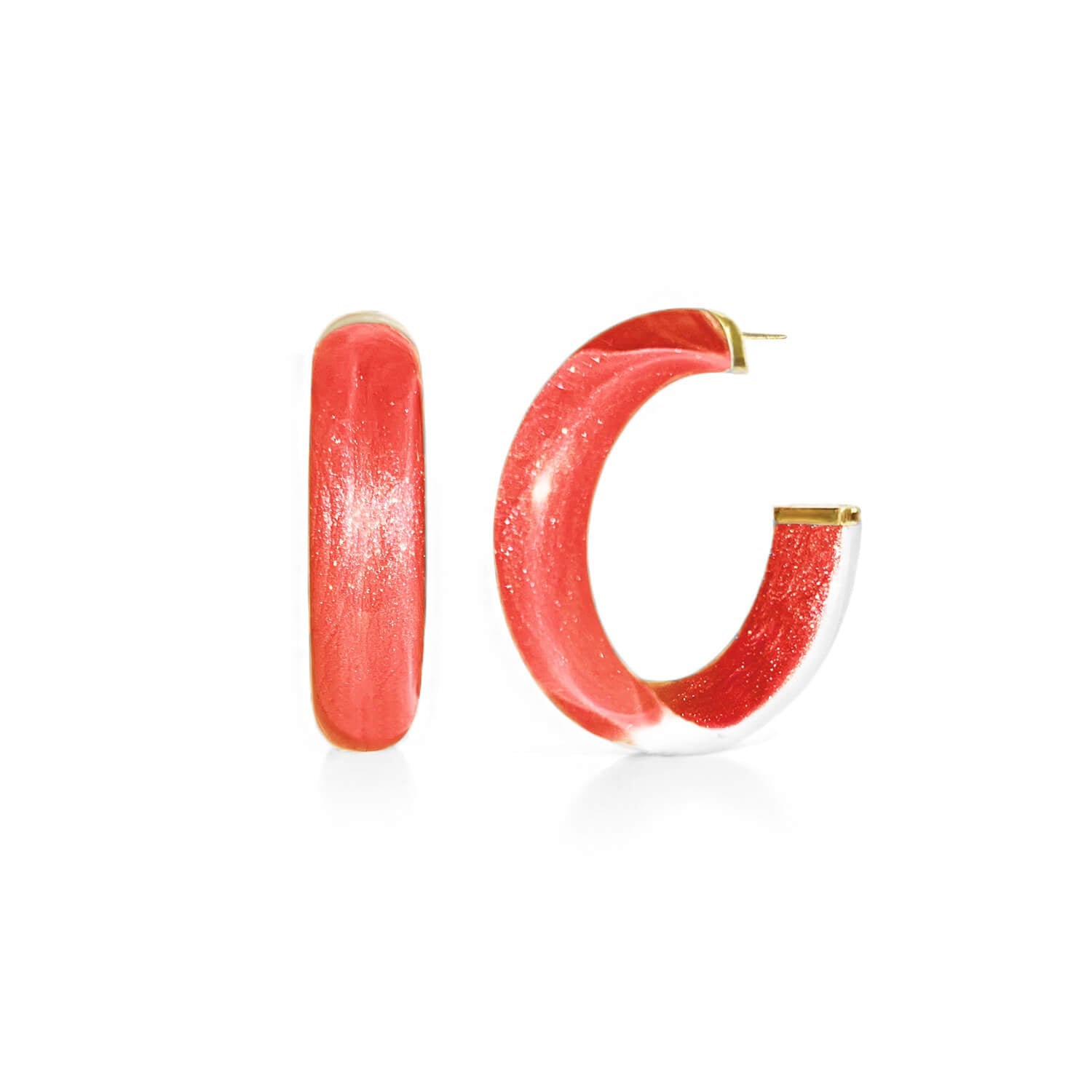 Gold & Honey Small Illusion Lucite Hoop Earrings