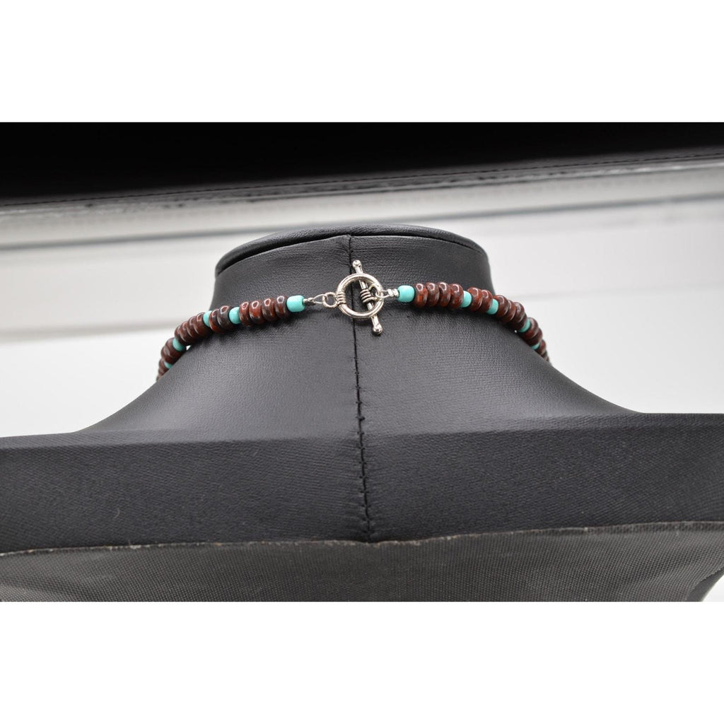 Navajo Mary W. Roanhorse Carved Jasper Leaf Pendant Necklace