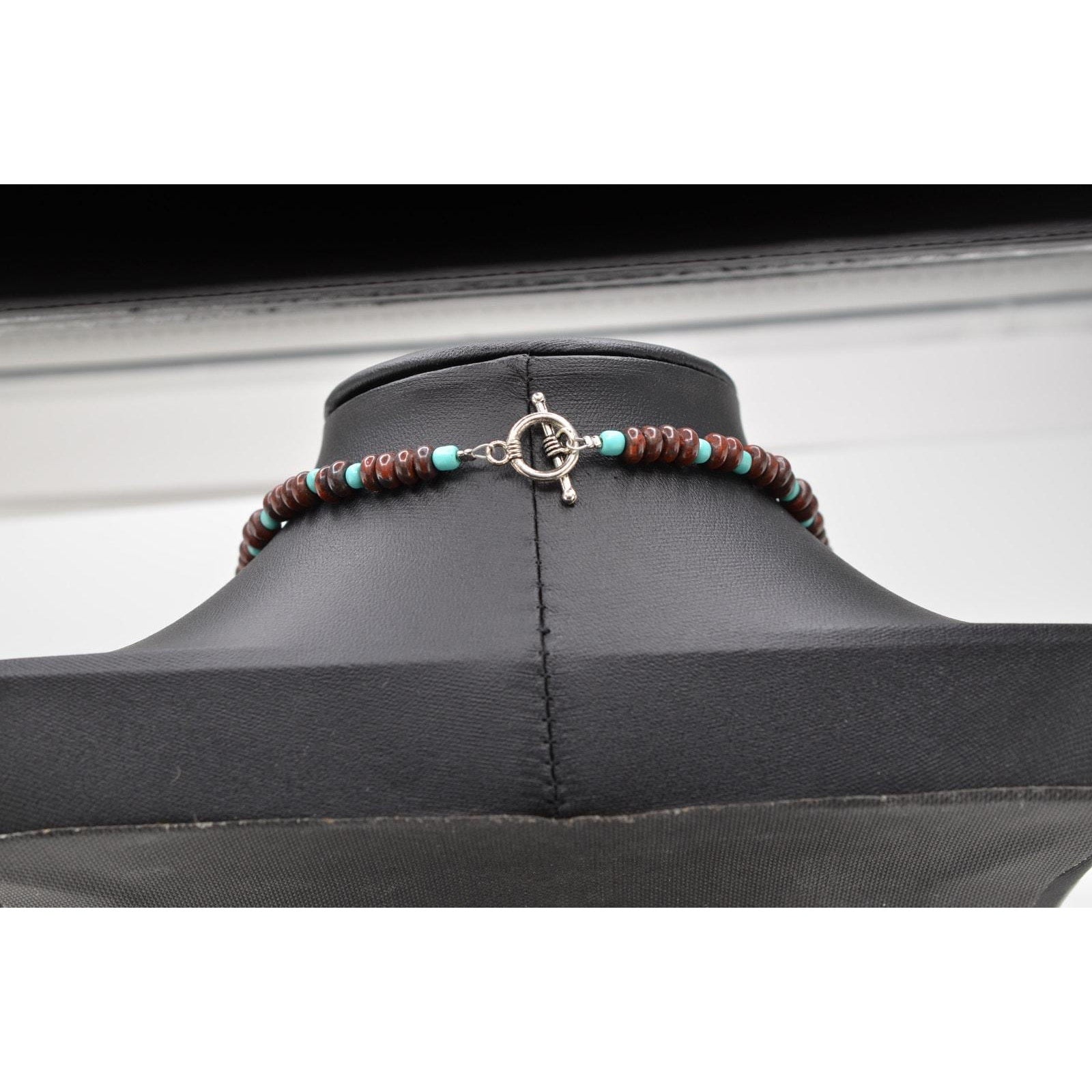 Navajo Mary W. Roanhorse Carved Jasper Leaf Pendant Necklace