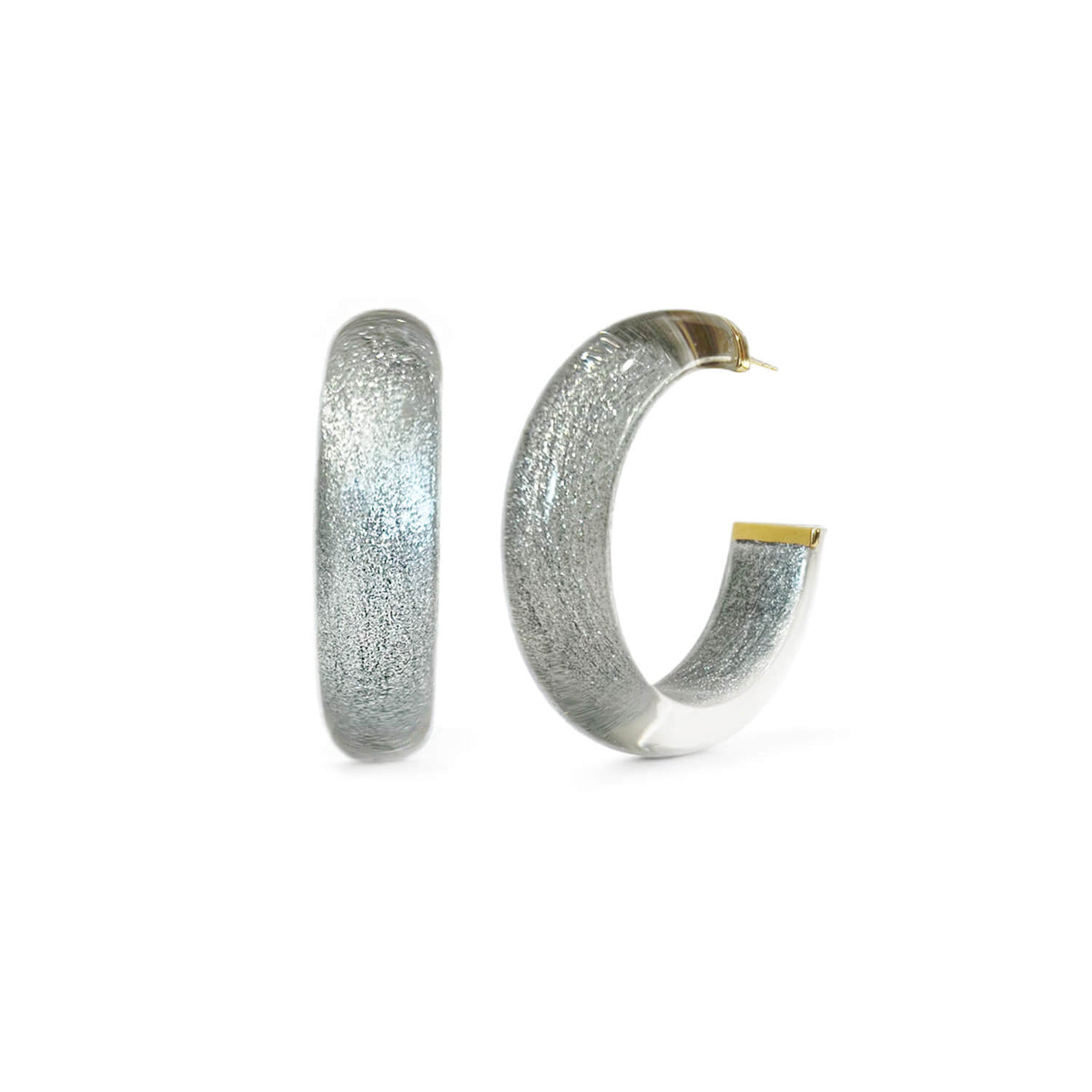 Gold & Honey Small Illusion Lucite Hoop Earrings in Neutrals
