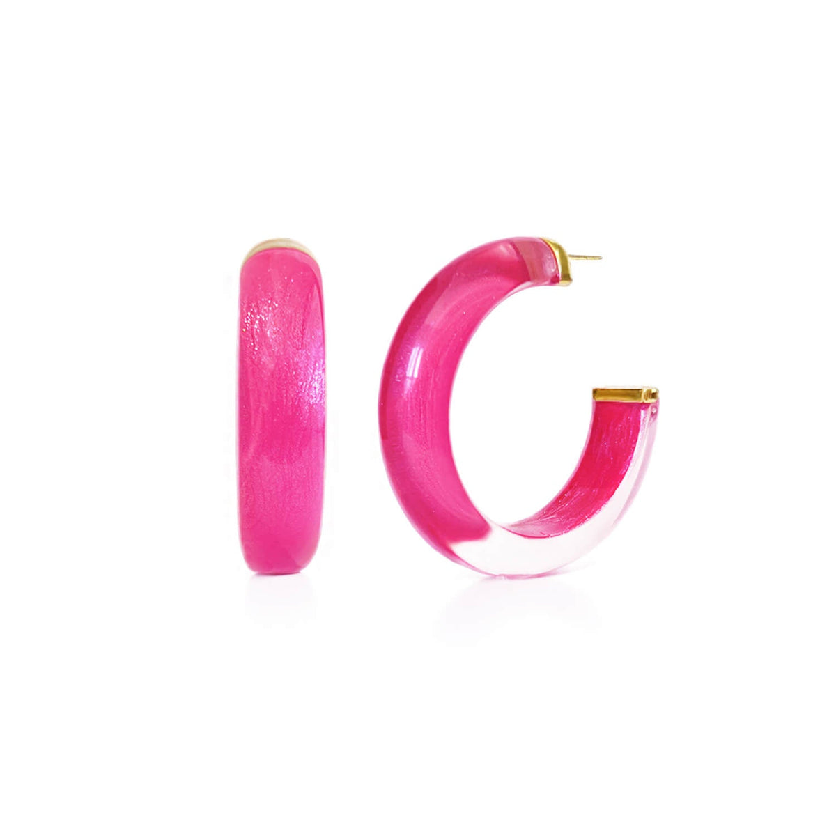 Gold & Honey Small Illusion Lucite Hoop Earrings