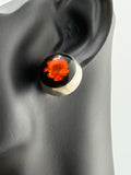 Vintage 925 Sterling Silver Dried Red Flower Post Earrings